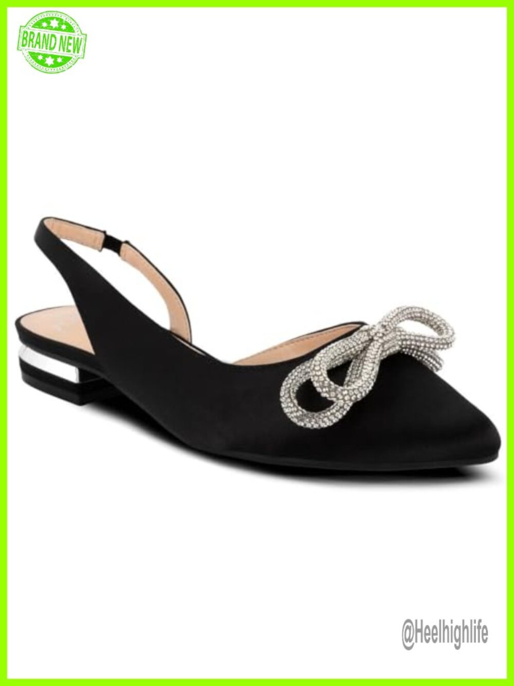 Vegan Leather Slingback Flats Pointed Toe Block Heel Dress Shoes